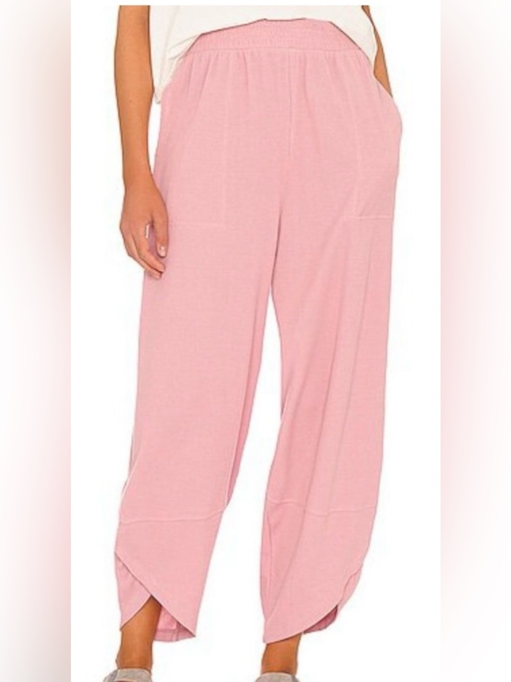 Free People Beach Better Days Ribbed Barrel Lounge Pants Pink